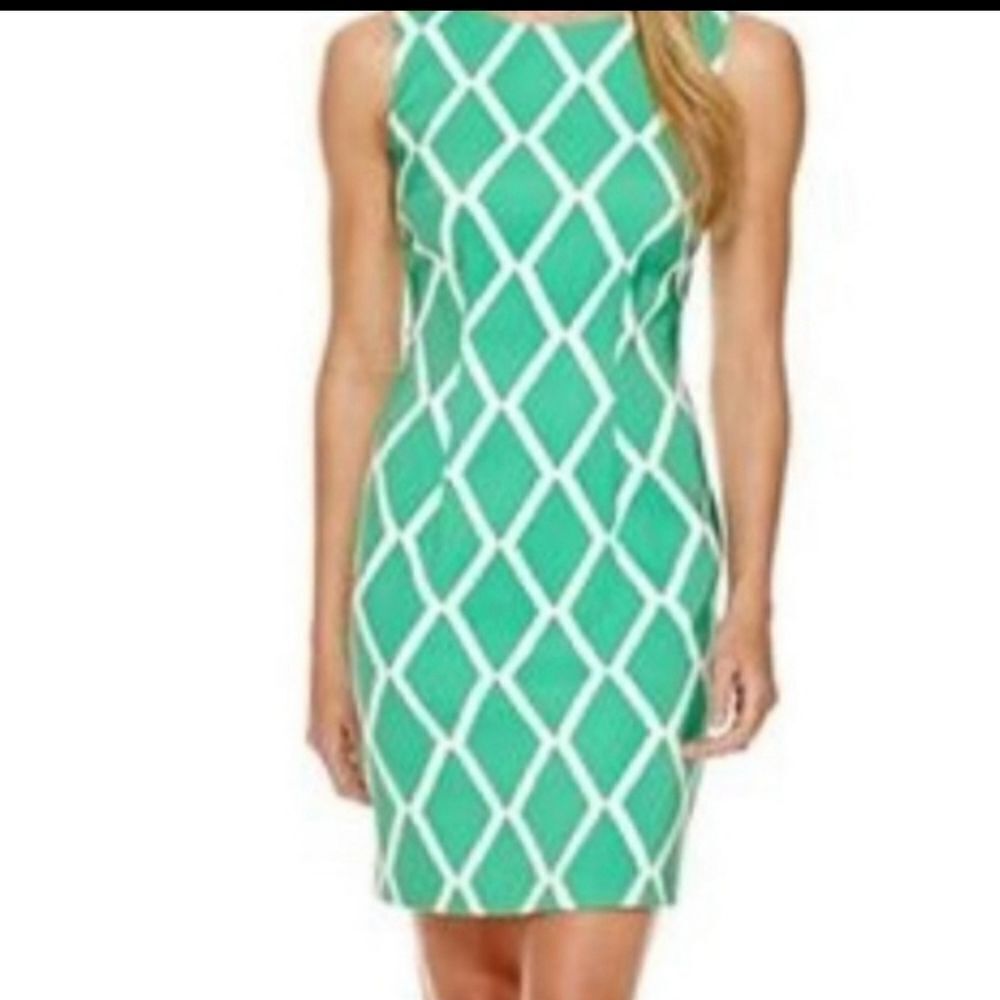 BRAND NEW ALYX SLEEVELESS DIAMOND PRINT DESIGN SHEATH DRESS